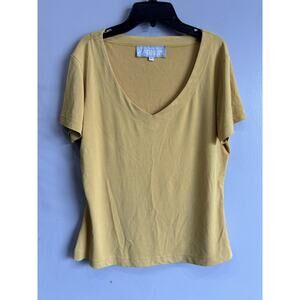 Dorothy Schoelen Platinum Tee Top Blouse Womens Size Large Stretchy mustard